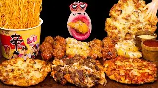 SUB| Combination & Shrimp & Steak Pizza, Cream Shrimp Tempura!🍕  ASMR Mukbang Eating Show :)