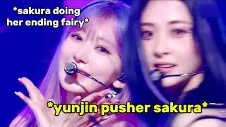 YUNJIN doing her comeback mission of stealing her LE SSERAFIM members ending fairy