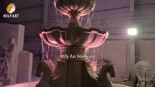 Hand Carving Outdoor Horse Water Marble Fountain for Sale