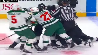 Ryan Hartman Pierre-Luc Dubois Fight Leads to Huge BRAWL (FULL CLIP) Kings vs Wild | NHL Highlights