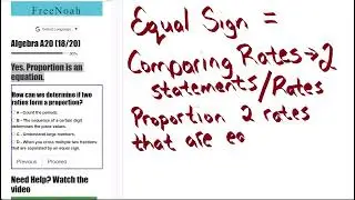 Algebra Assessment 20 Question (17/20) Proportion and Equation