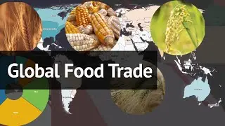 Export and Import of Food on Map. Wheat, Corn, Rice, Bread