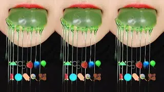 VERTICAL MUKBANG HOLEY WAX CANDY HONEY JELLY ASMR GREEN FOOD ASMR NERI AME CANDY ASMR 💚