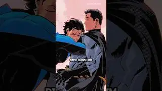 Nightwing hugs his dad, Bruce Wayne.