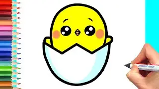 Как нарисовать цыпленка | Простой рисунок и раскраска How to Draw a Chicken | Simple Drawing