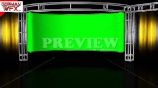 HD Virtual Studio Background with green screen Wall - royalty free