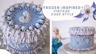 Frozen theme Birthday cake idea, Kids cake, Vintage style cake, Initial cake