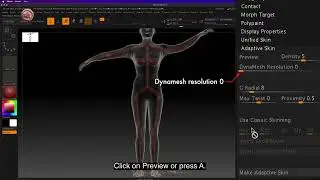 ZB_18.27 | Generate new tool or polymesh with subdiv intact from posed model using Adaptive skin