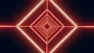 Free Stock Footage, Abstract Tunnel Motion Background, Square Red Orange Neon