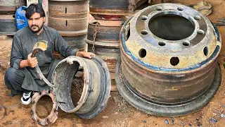 How to Replace Truck Tire Broken Rim Plate I Restoration of a Truck Rim || Rim Repairing