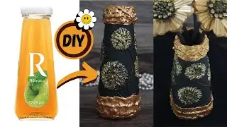 Glass bottle decor idea | DIY: МУСОР В ДЕЛО. Полезная вещь из стеклянной бутылки и палочки клея.
