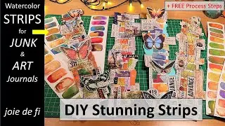 WATERCOLOR STRIPS Using BASIC Supplies ⭐ NEW Junk Journal Idea ✅ Tutorial Easy!