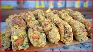 SOBROU ARROZ COZIDO E NÃO SABE O QUE FAZER?? BOLINHO DE ARROZ COM LEGUMES NUTRITIVO E DELICIOSO!