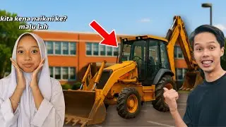 ABANG PRANK AMBIK ADIK BALIK SEKOLAH NAIK EXCAVATOR!