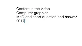 Graphics MCQ: 2017