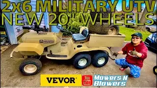 HOW TO CHANGE A LAWN TRACTOR WHEEL! VEVOR SENT ME 4 BRAND NEW 20” WHEELS FOR MY MILITARY UTV PROJECT