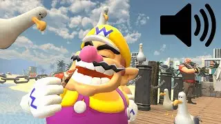 Wario dies from a flock of seagulls while eating Hawaiian pizza