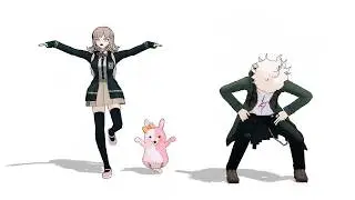 chiaki, komaeda, and monomi dance to their fav song