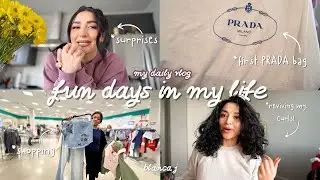 VLOG: FIRST PRADA BAG, CURLY HAIR ROUTINE, SHOPPING!