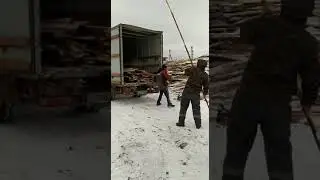Грузим дрова для бани