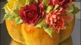Pumkin Flower Cake Decoration🌹🧡