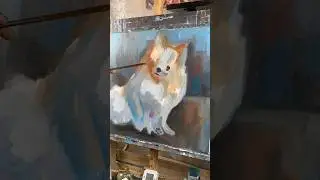 Портрет шпица маслом через пятна