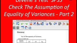 SPSS Tutorial - Levene Test SPSS Part 2