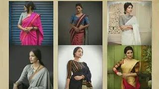 style your plain saree with geometric printed blouse // new model geometric printed blouse designs