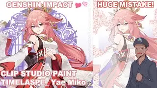 [Time-lapse] My terrible attempt in drawing Yae Miko_Gnenshin Impact (Clip Studio Paint)