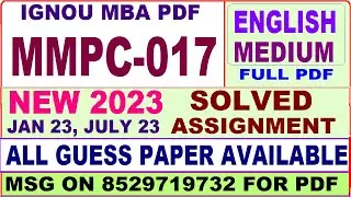 mmpc 017 solved assignment 2023 / mmpc 17 solved assignment 2022-23 english / ignou mba assignment