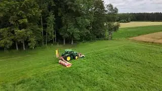 JohnDeere 6R 185 mit Pöttinger Novacut 352CF&Kuhn beim mähen des dritten Schnittes!