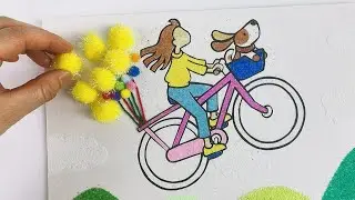 Bicycle flying in the sky with balloons