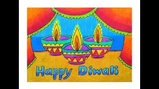 HOW TO DRAW DIWALI DIYA/DEEPAVALI FESTIVAL DRAWING /DIYA DRAWING CHART/EASY DIWALI DIYA POSTER