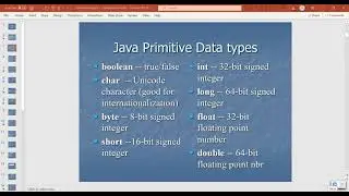 Java Video Lecture 2 - Java Primitives