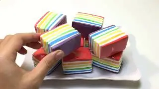 【ASMR】レインボーゼリー⭐クレイクラッキング【音フェチ】Rainbow jello clay cracking 점토 부수기