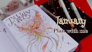 PLAN WITH ME || ✨ January 2024 bullet journal setup || Phoenix theme
