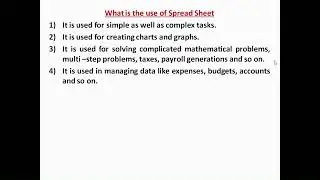 Uses of Spreadsheet - AECC notes
