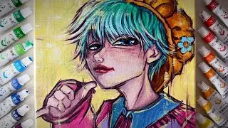 Drawing Baby Saja in my style | Kpop Demon Hunters fan art | painting[Saja Boys] By Aya Brush