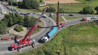 Overturned Truck on Shannon Park Roundabout in Carrigaline | Drone Video