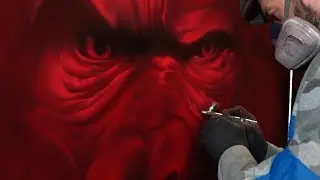 Airbrush & Graffiti -  Gorilla Portrait - Wall Mural on Metal - Step by Step
