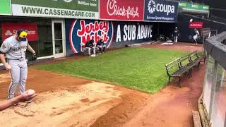 Corbin Burnes pregame tosses at Yankee stadium