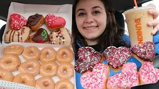 Trying Valentines Day Donuts MUKBANG ll Krispy Kreme & Dunkin Donuts