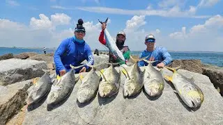 EPIC Day Fishing for BIG Jack Crevalle at Port Aransas Jetties @southtexasfishingfam3436