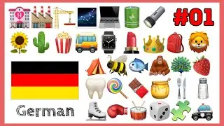 Teil 1: Lerne 400 Wörter | Deutsch mit Emoji | 🌻🌵🍿🚌⌚️💄👑🎒🦁🌹🥕⚽🧸🎁 