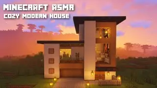 Minecraft ASMR ⛏️ Building a Modern House with a Cozy Courtyard! 🏡