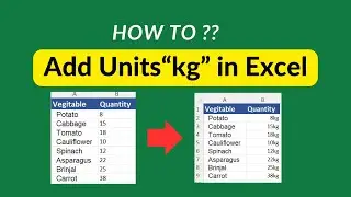 How to add unit to cells in Excel | Add kg  