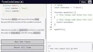 Global vs Local scope in functions - freeCodeCamp | Video 54 | Basic JavaScript