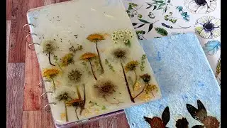 расскажу как сделать цветочную бумагу из папье маше для блокнота