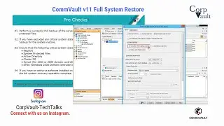 Full System Restore - CommVault Version 11