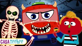 Wheels on the bus haunted 🚌 Músicas de Halloween para crianças | Casa Teehee